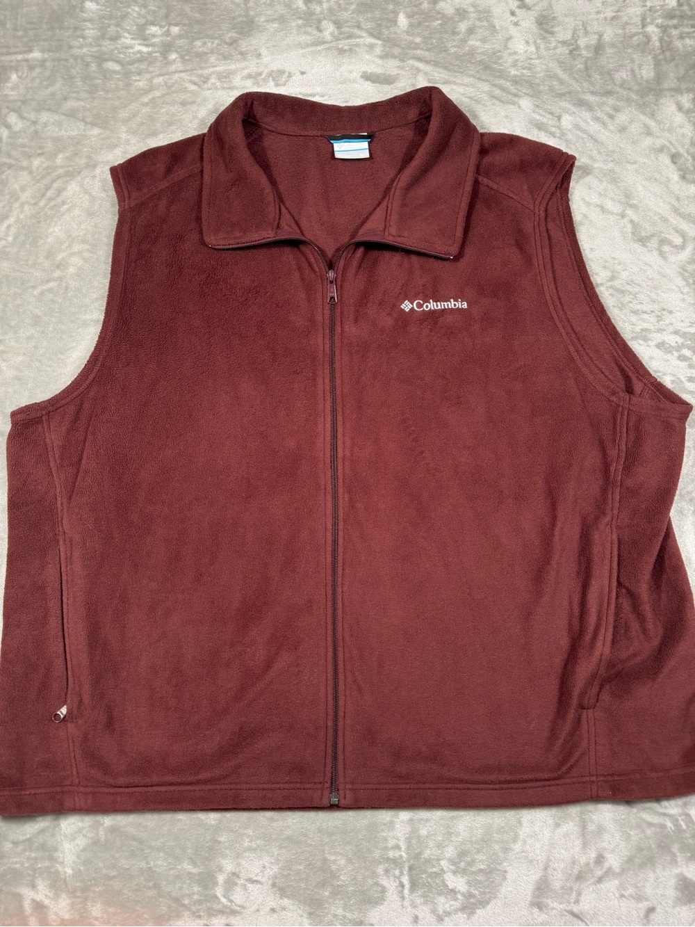 Mens Columbia Full Zip Sleeveless Fleece Maroon Vest Outdoor Sz 4X